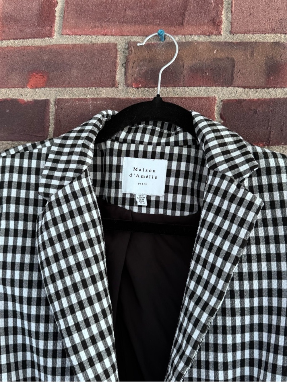 Maison d’Amelie Paris Black and White Plaid Blazer Size Medium M Regular - Picture 2 of 8
